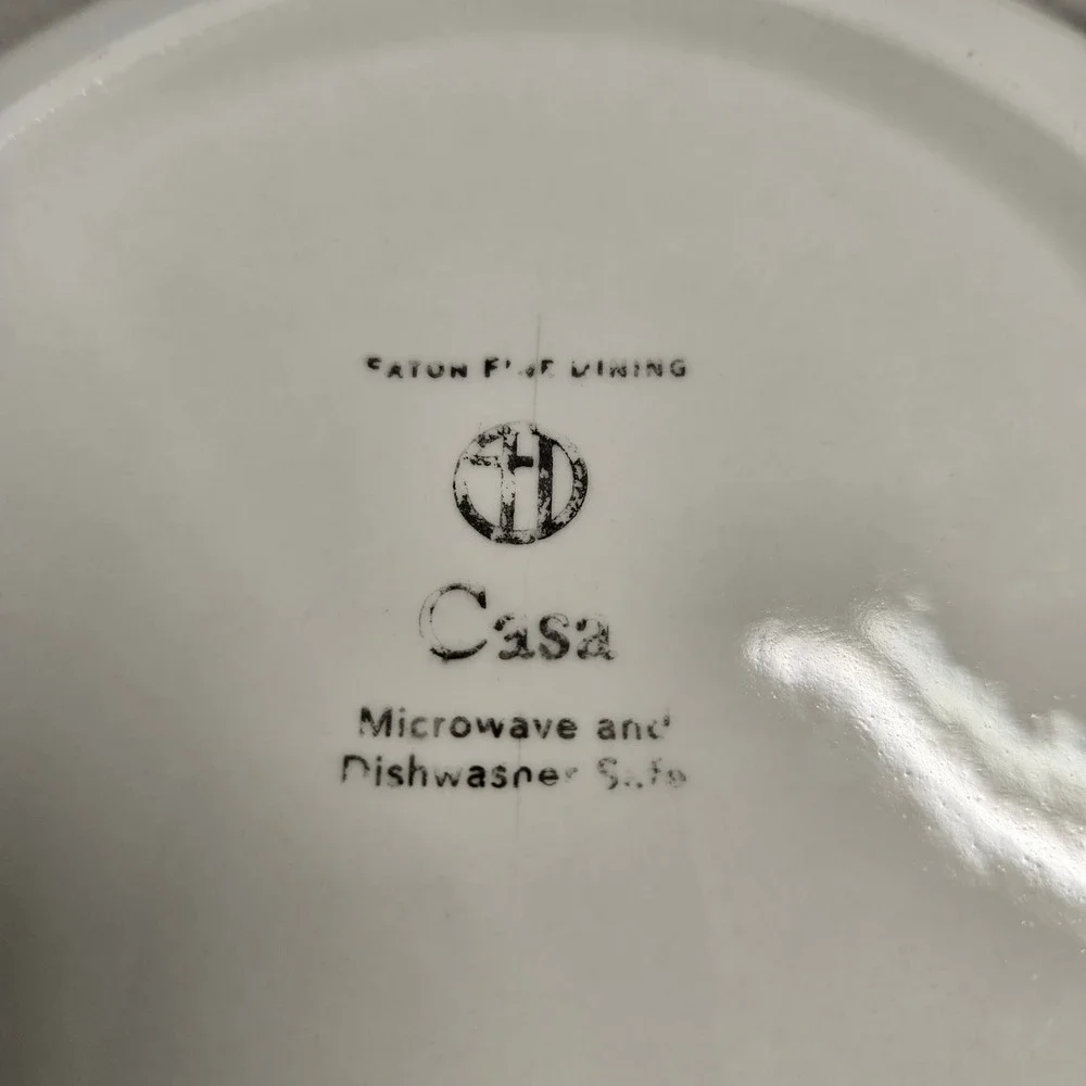 Eaton Fine Dining Casa White Beaded Rim 9 Inch Pasta Bowl Ceramic Microwave Safe